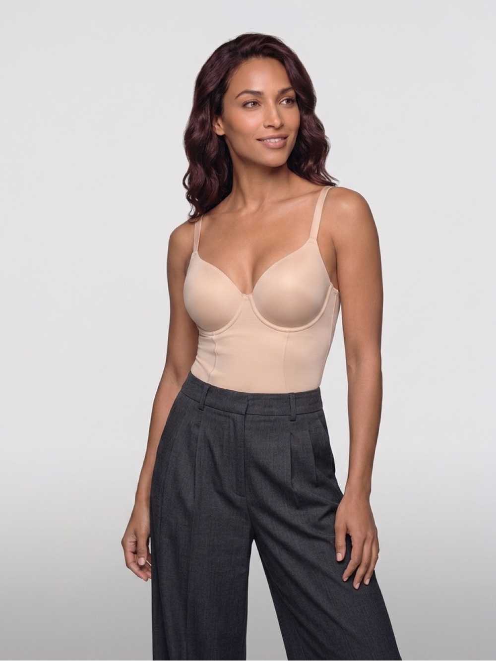 Lightweight Cream Shaping Bodysuit with Underwire Cups